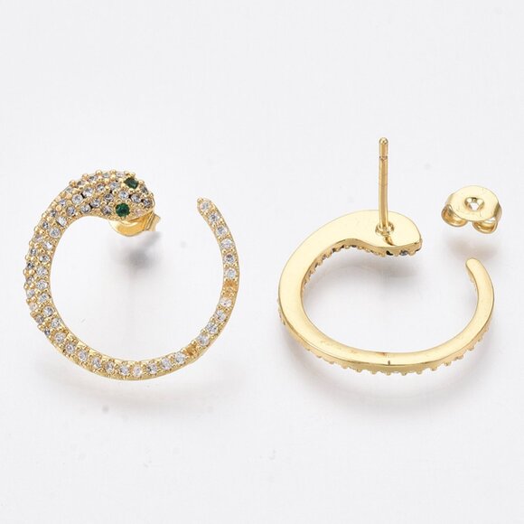 NWOT Pave Sexy Snake Bracelet and Stud earring set w real Gold Plating 2/$25 - Picture 6 of 7